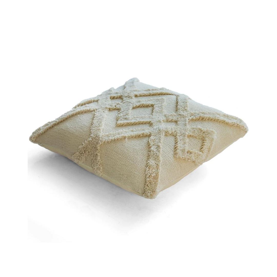 Bermuda Natural Cotton Knitted Decorative Cushion Cover (18 in x 18 in)