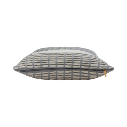 Braided Line Jersey Grey and white Cotton Knitted Decorative Cushion Cover (20 in x 20 in)