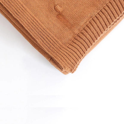 Bubble Cashew Cotton Knitted Throw Blanket (50 in x 60 in)