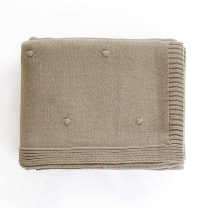 Bubble Sandy Brown Cotton Knitted Throw Blanket ()