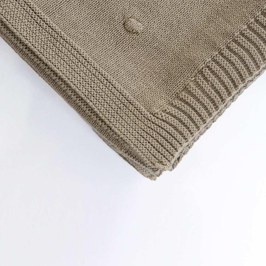 Bubble Sandy Brown Cotton Knitted Throw Blanket ()