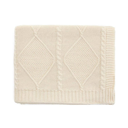Cable Moss Natural Cotton Knitted Throw Blanket (50 in x 60 in)