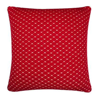 Check knit Red & White Cotton Knitted Decorative Cushion Cover (20 in x 20 in)