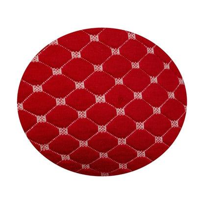 Check knit Red & White Cotton Knitted Decorative Cushion Cover (20 in x 20 in)