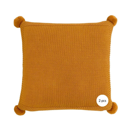 Chunky Jersey Mustard Throw & Cushion Cover Set (16 in x 16 in)