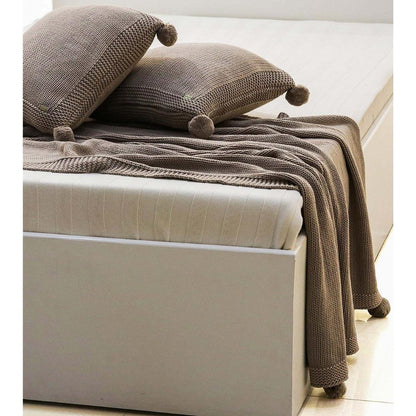 Chunky Jersey Stone & Natural Throw & Cushion Cover Set (16 in x 16 in)