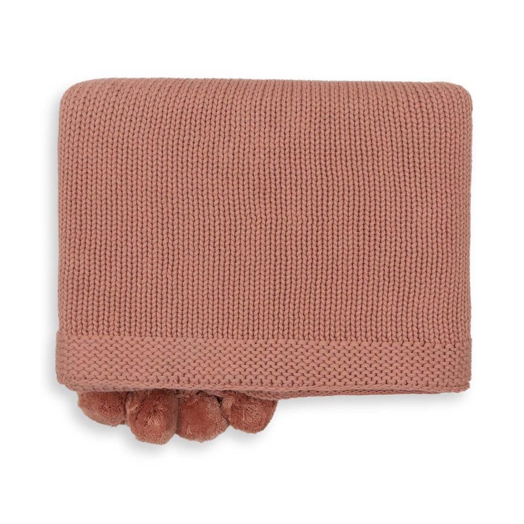 Chunky Jersey Coral Cotton Knitted Throw Blanket (50 in x 60 in)