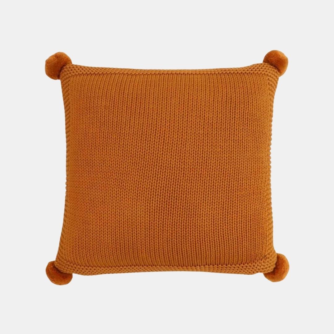 Chunky Knit Mustard Cotton Knitted Decorative Cushion Cover (16 in x 16 in)