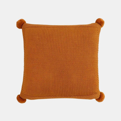 Chunky Knit Mustard Cotton Knitted Decorative Cushion Cover (16 in x 16 in)