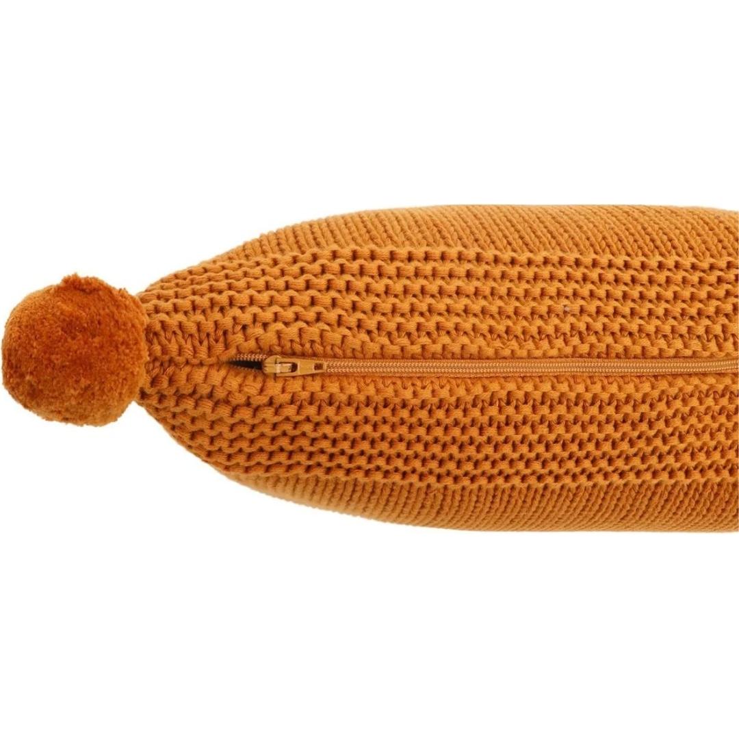 Chunky Knit Mustard Cotton Knitted Decorative Cushion Cover (16 in x 16 in)