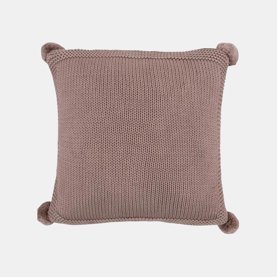 Chunky Knit Stone Cotton Knitted Decorative Cushion Cover (16 in x 16 in)