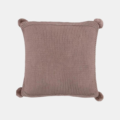 Chunky Knit Stone Cotton Knitted Decorative Cushion Cover (16 in x 16 in)
