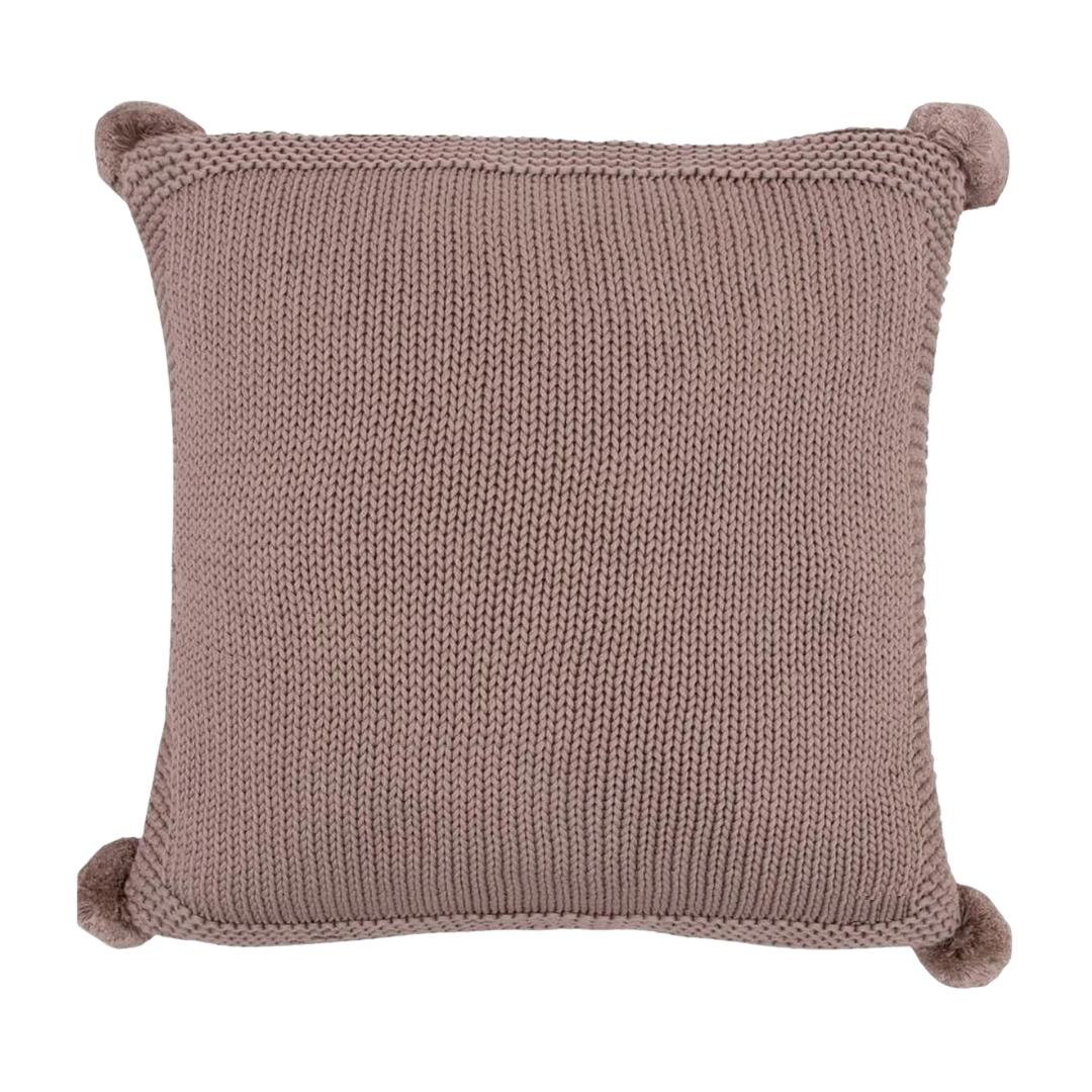 Chunky Knit Stone Cotton Knitted Decorative Cushion Cover (16 in x 16 in)