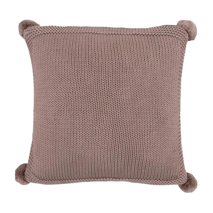 Chunky Knit Stone Cotton Knitted Decorative Cushion Cover (16 in x 16 in)