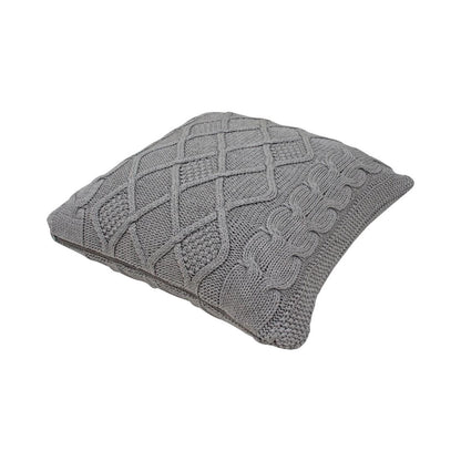 Classic Diamond Grey Cotton Knitted Decorative Cushion Cover (20 in x 20 in)