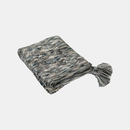 Classic Dye Stone & Natural Cotton Knitted Throw Blanket (50 in x 66 in)