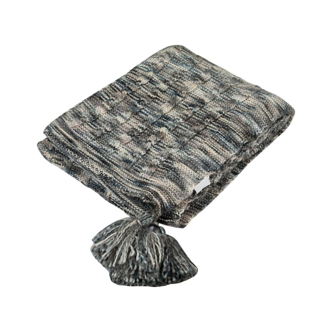 Classic Dye Stone & Natural Cotton Knitted Throw Blanket (50 in x 66 in)