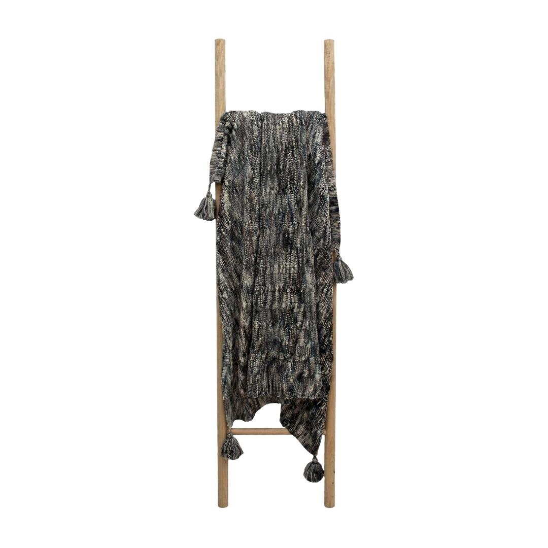 Classic Dye Stone & Natural Cotton Knitted Throw Blanket (50 in x 66 in)