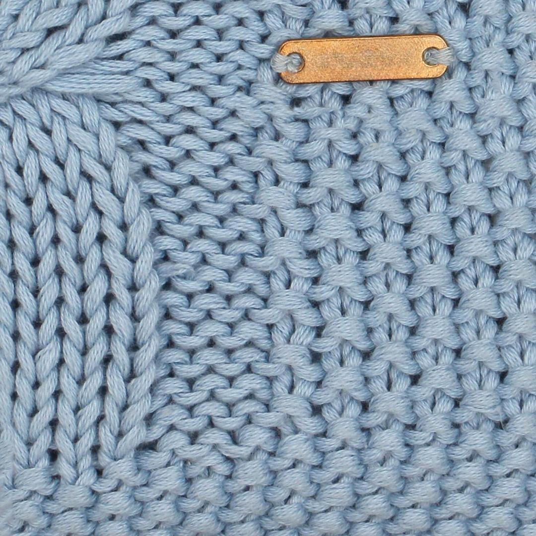 Classic Sky Blue Cotton Knitted Throw Blanket (50 in x 66 in)