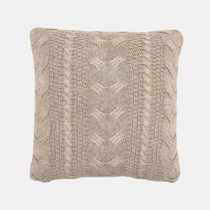 Classical Light Beige Melange Cotton Knitted Decorative Cushion Cover (18 in x 18 in)