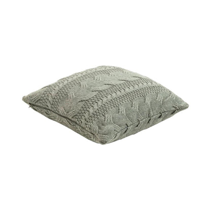 Classical Light Grey Melange Cotton Knitted Decorative Cushion Cover (18 in x 18 in)