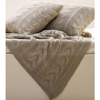 Classical Stone LT Beige Melange Throw & Cushion Cover Set (18 in x 18 in)