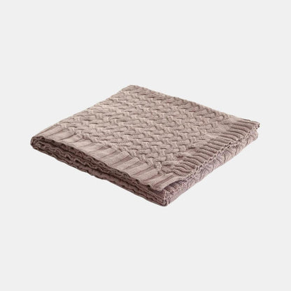 Criss Cross Pewter Cotton Knitted Throw Blanket (50 in x 60 in)