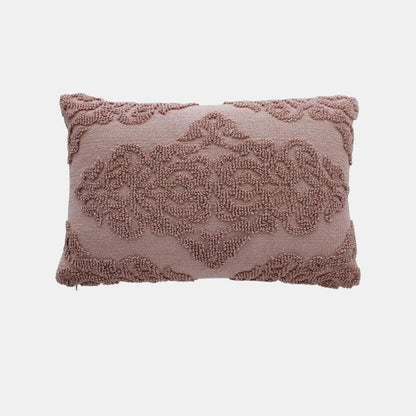 Damask Blush Pink Cotton Knitted Decorative Cushion Cover (16 in x 24 in)