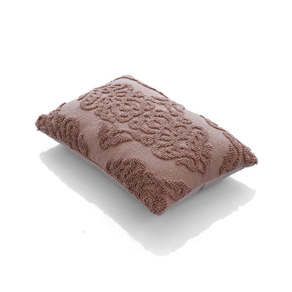 Damask Blush Pink Cotton Knitted Decorative Cushion Cover (16 in x 24 in)