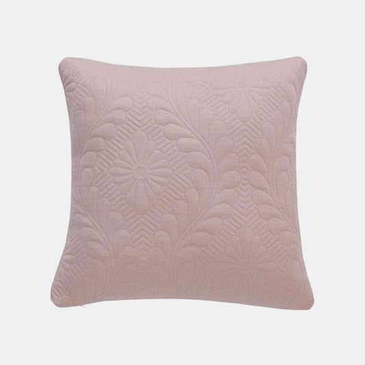 Flora Blush Pink Cotton Knitted Decorative Cushion Cover (18 in x 18 in)