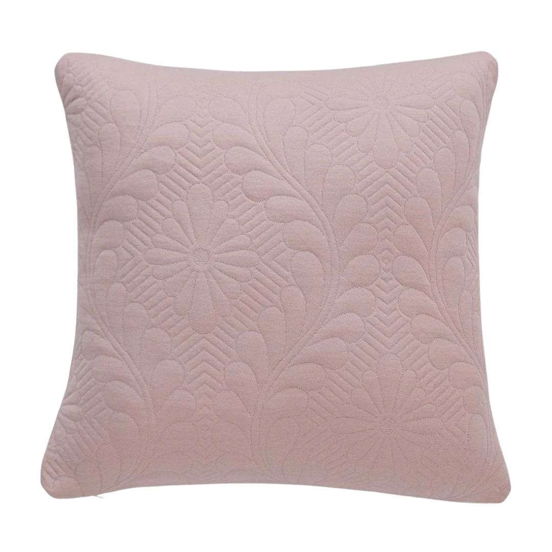 Flora Blush Pink Cotton Knitted Decorative Cushion Cover (18 in x 18 in)