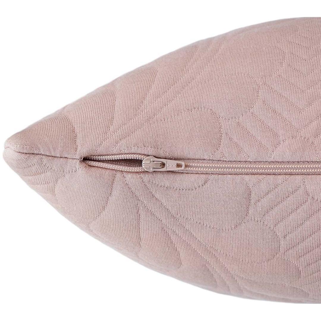 Flora Blush Pink Cotton Knitted Decorative Cushion Cover (18 in x 18 in)