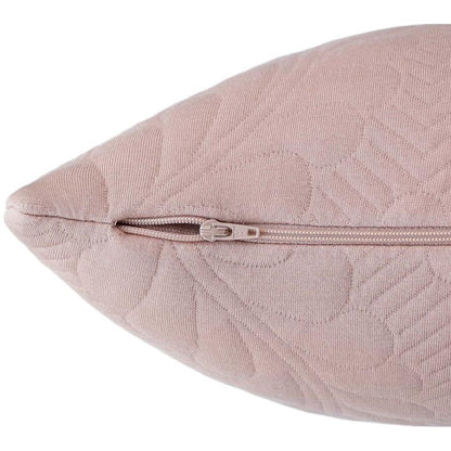 Flora Blush Pink Cotton Knitted Decorative Cushion Cover (18 in x 18 in)