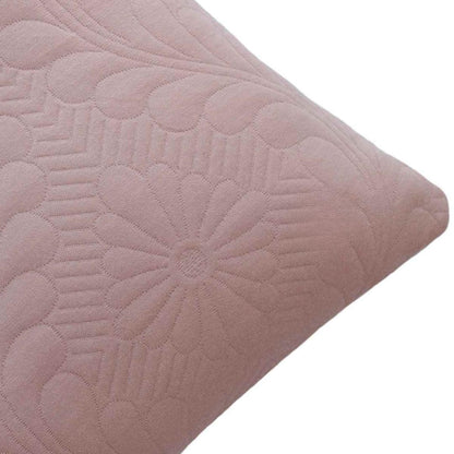 Flora Blush Pink Cotton Knitted Decorative Cushion Cover (18 in x 18 in)