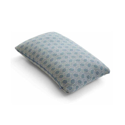 Geometric Alice Blue & Natural Cotton Knitted Decorative Cushion Cover (12 in x 20 in)