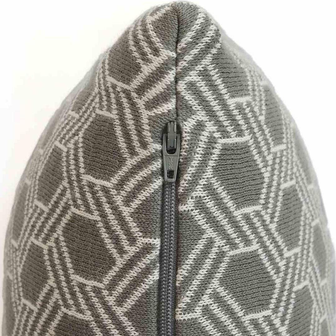 Geometric Fossil & Natural Cotton Knitted Decorative Cushion Cover (16 in x 16 in)