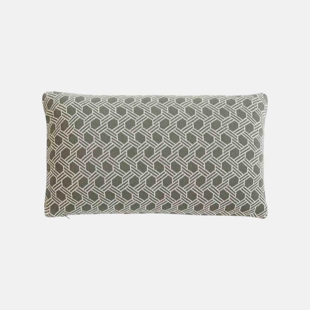 Geometric Fossil & Natural Cotton Knitted Decorative Cushion Cover (12 in x 20 in)