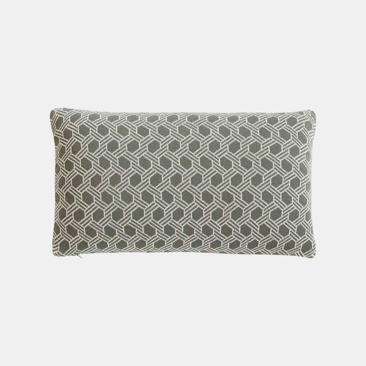 Geometric Fossil & Natural Cotton Knitted Decorative Cushion Cover (12 in x 20 in)