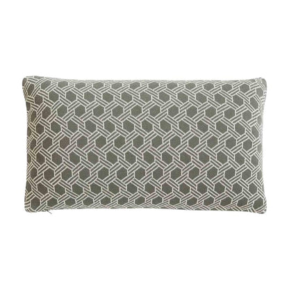 Geometric Fossil & Natural Cotton Knitted Decorative Cushion Cover (12 in x 20 in)