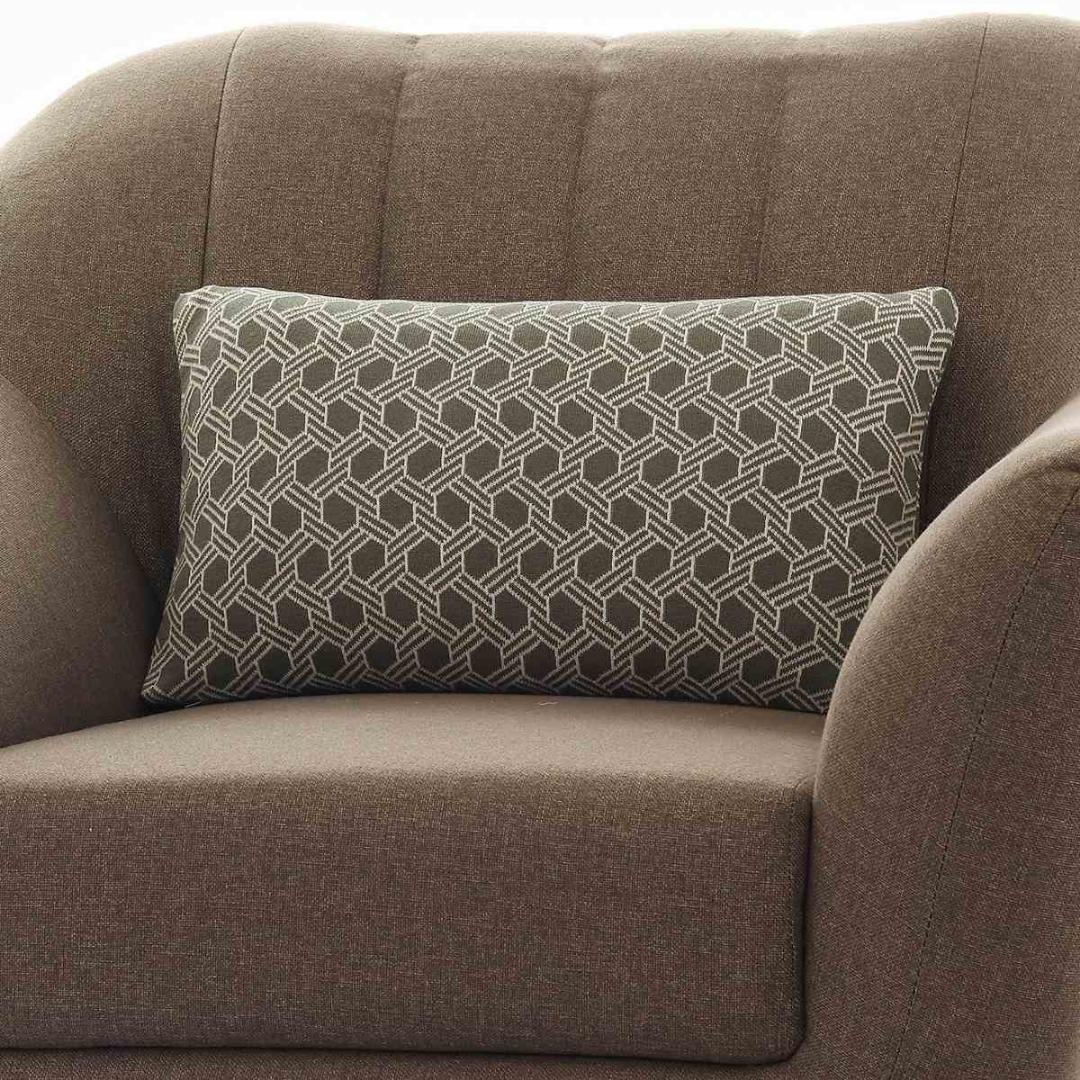 Geometric Fossil & Natural Cotton Knitted Decorative Cushion Cover (12 in x 20 in)