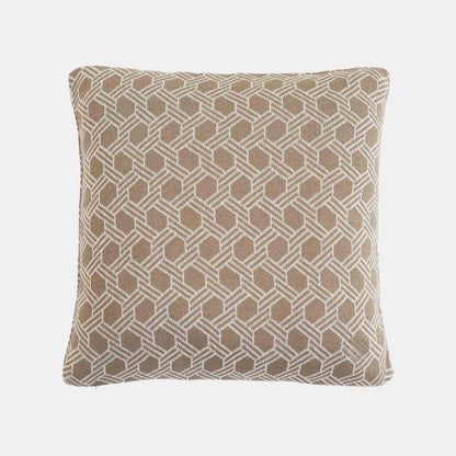 Geometric Stone & Natural Cotton Knitted Decorative Cushion Cover (16 in x 16 in)