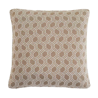Geometric Stone & Natural Cotton Knitted Decorative Cushion Cover (16 in x 16 in)