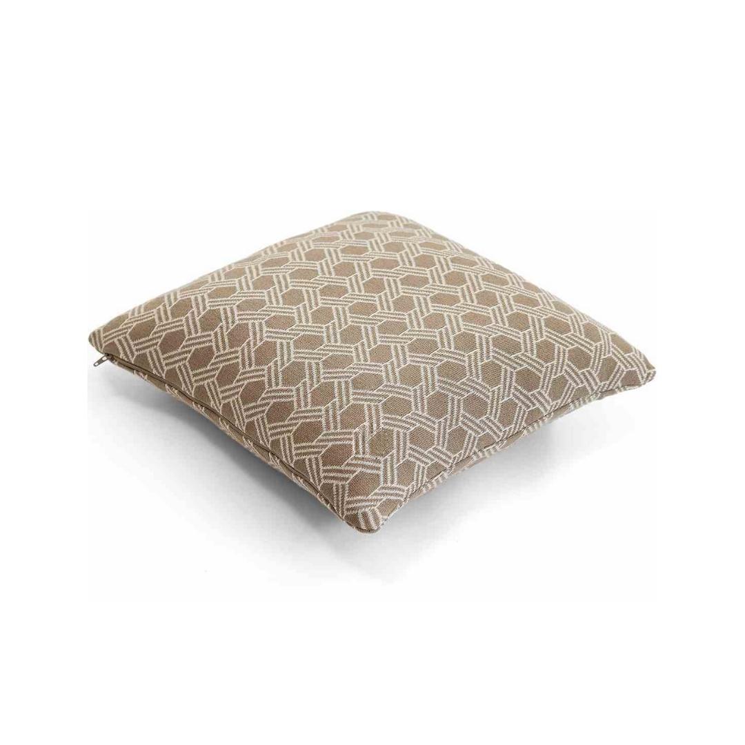 Geometric Stone & Natural Cotton Knitted Decorative Cushion Cover (16 in x 16 in)