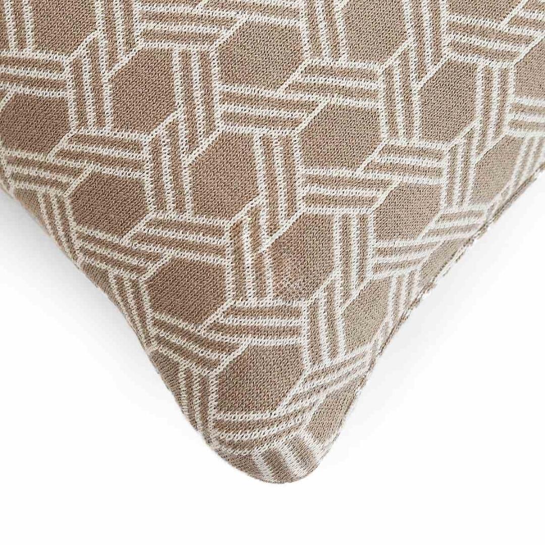 Geometric Stone & Natural Cotton Knitted Decorative Cushion Cover (16 in x 16 in)