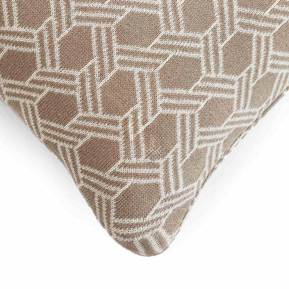 Geometric Stone & Natural Cotton Knitted Decorative Cushion Cover (16 in x 16 in)