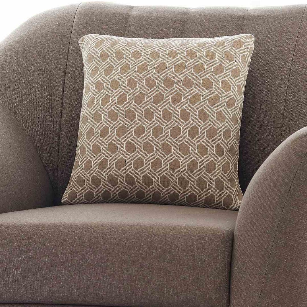 Geometric Stone & Natural Cotton Knitted Decorative Cushion Cover (16 in x 16 in)