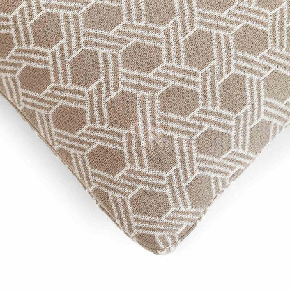 Geometric Stone & Natural Cotton Knitted Decorative Cushion Cover (12 in x 20 in)