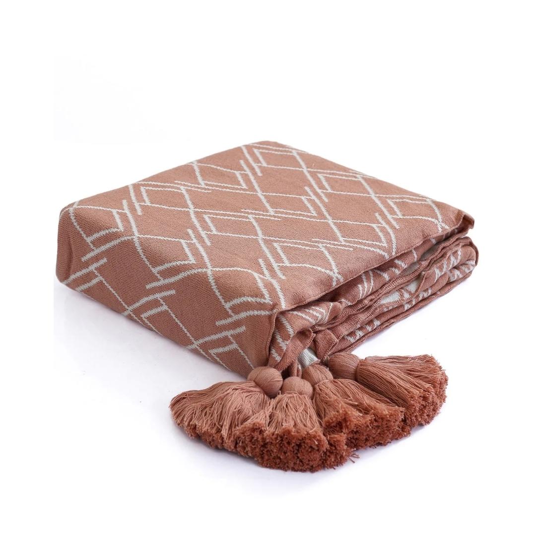Gianna Dusty Coral & Natural Throw & Cushion Cover Set (18 in x 18 in)