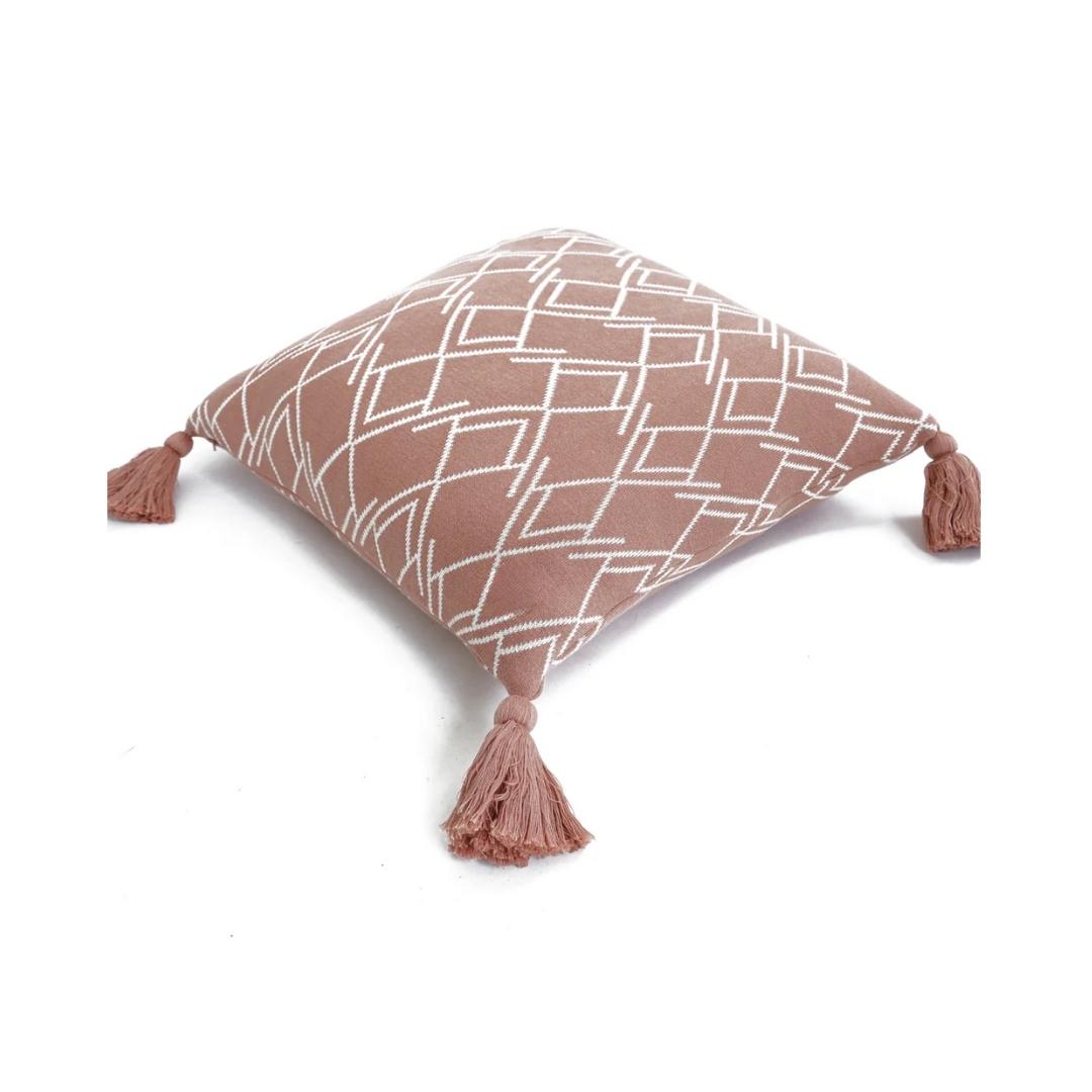 Gianna Dusty Coral & Natural Throw & Cushion Cover Set (18 in x 18 in)