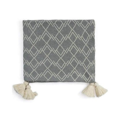 Gianna Light Grey & Natural Cotton Knitted Throw Blanket (50 in x 60 in)